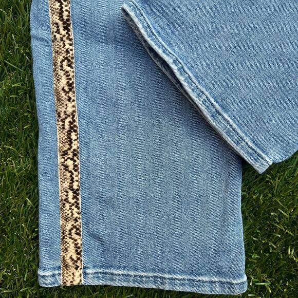 Jen7 for 7 For All Mankind Crest Ankle Straight Snakeskin Stripe Denim Jeans 8 - Picture 5 of 10